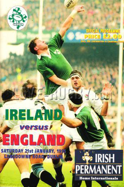 1995 Ireland v England  Rugby Programme