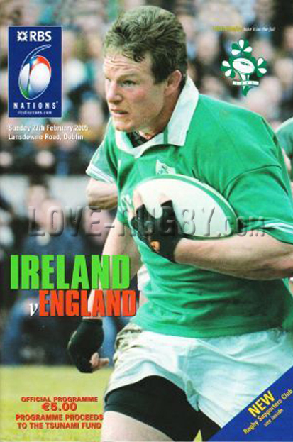 2005 Ireland v England  Rugby Programme