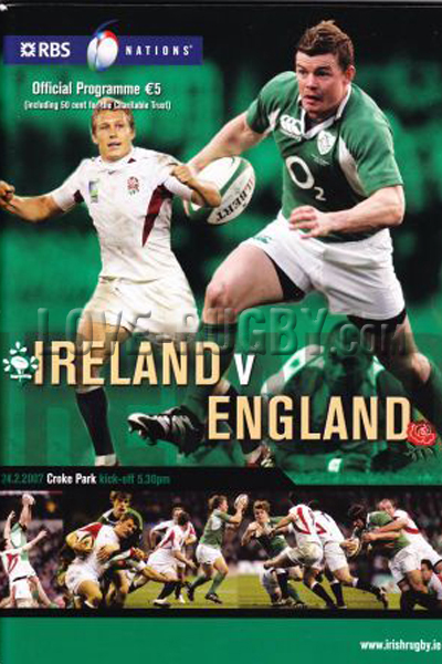 2007 Ireland v England  Rugby Programme