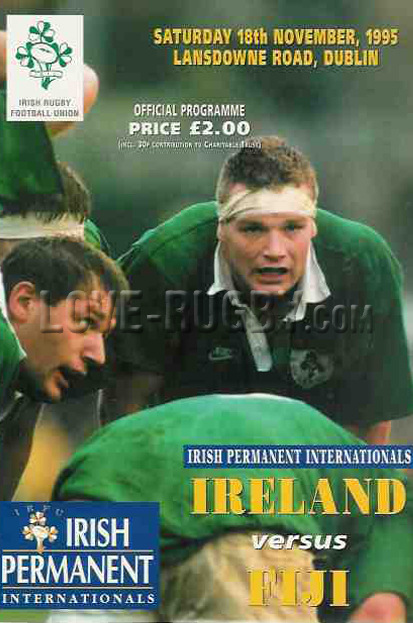 1995 Ireland v Fiji  Rugby Programme