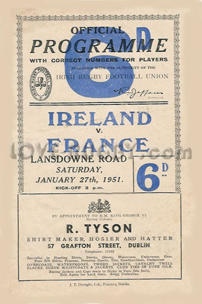 Ireland France 1951 memorabilia