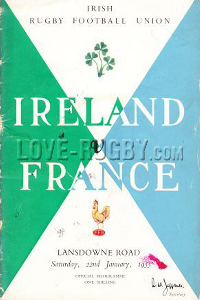 1955 Ireland v France  Rugby Programme