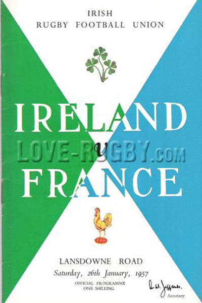 1957 Ireland v France  Rugby Programme