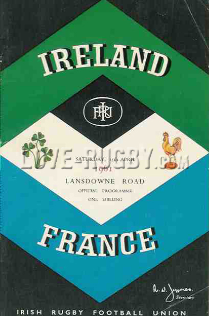 1961 Ireland v France  Rugby Programme