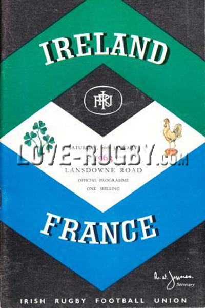 1963 Ireland v France  Rugby Programme