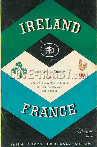 1965 Ireland v France  Rugby Programme