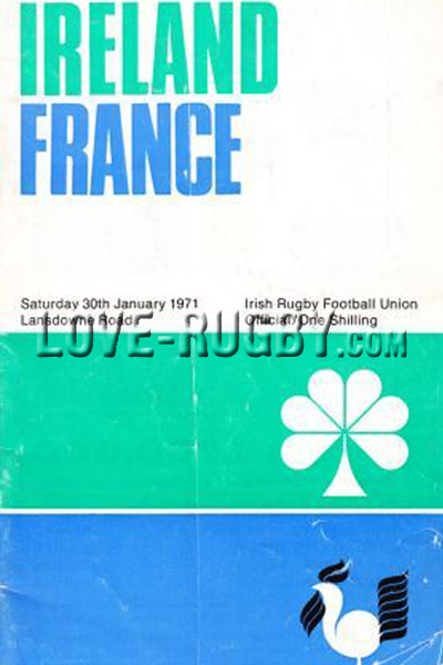 1971 Ireland v France  Rugby Programme