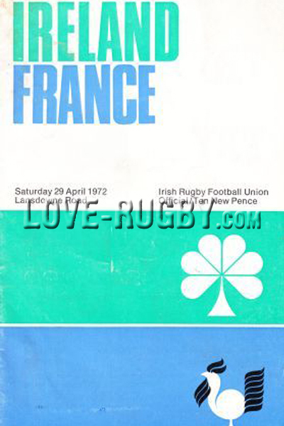 1972 Ireland v France  Rugby Programme