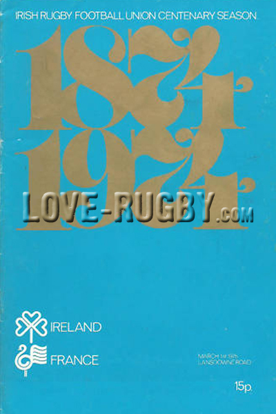 1975 Ireland v France  Rugby Programme