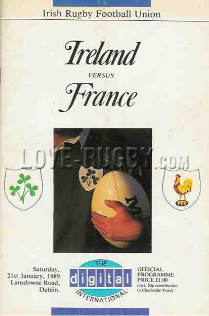 1989 Ireland v France  Rugby Programme