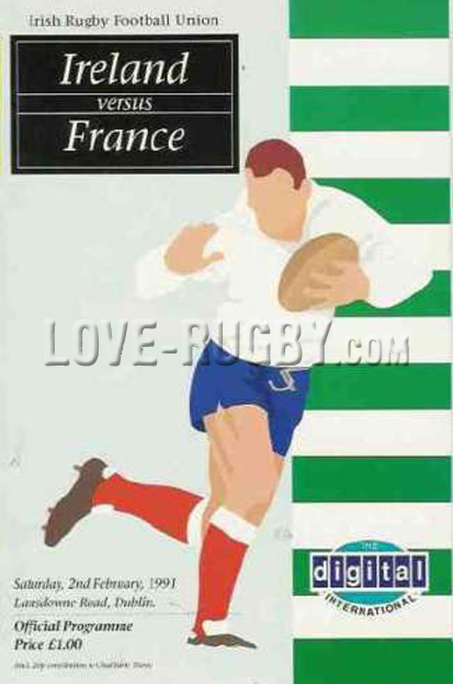 1991 Ireland v France  Rugby Programme