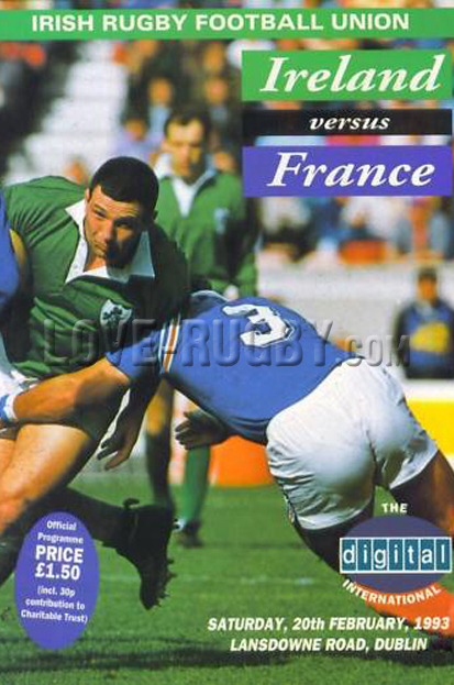 1993 Ireland v France  Rugby Programme