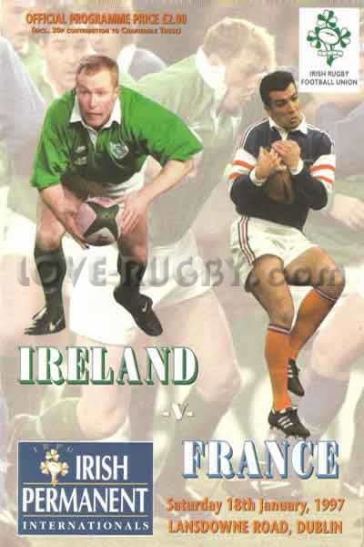 1997 Ireland v France  Rugby Programme