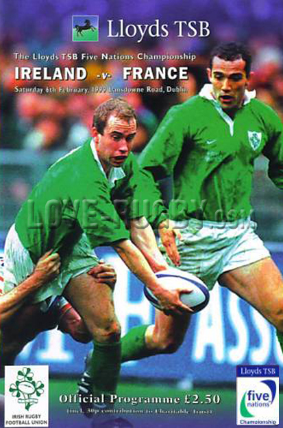 1999 Ireland v France  Rugby Programme