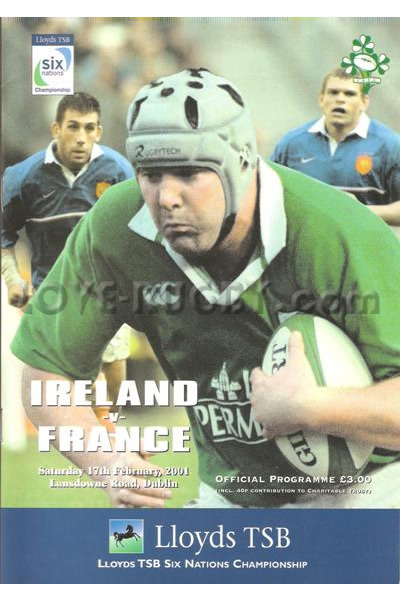 2001 Ireland v France  Rugby Programme