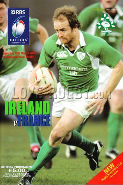 2005 Ireland v France  Rugby Programme