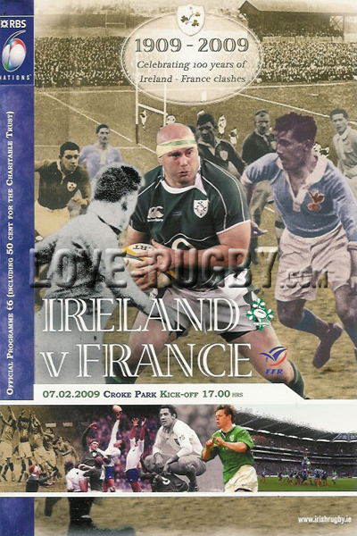 2009 Ireland v France  Rugby Programme