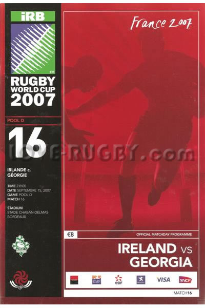 2007 Ireland v Georgia  Rugby Programme