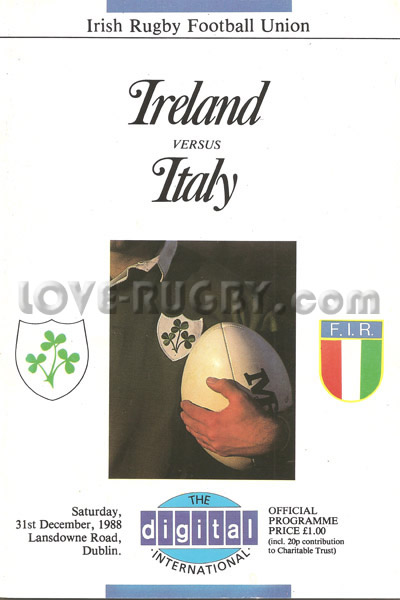1988 Ireland v Italy  Rugby Programme