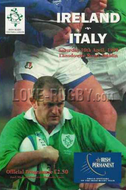 1999 Ireland v Italy  Rugby Programme
