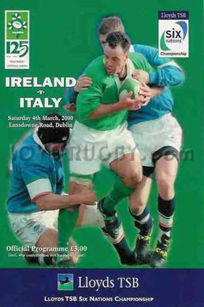 2000 Ireland v Italy  Rugby Programme