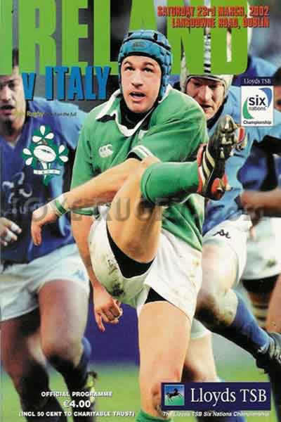 2002 Ireland v Italy  Rugby Programme
