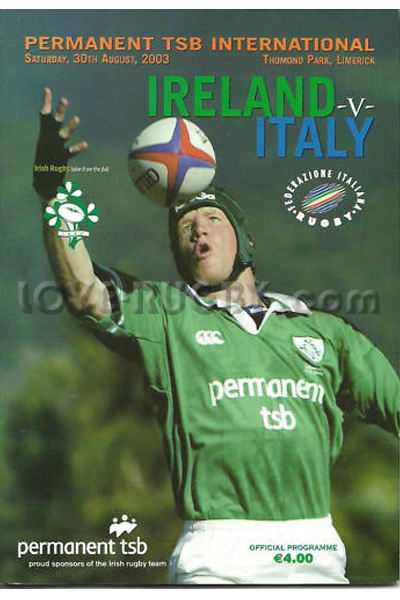 2003 Ireland v Italy  Rugby Programme