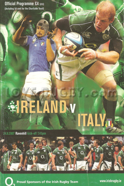 2007 Ireland v Italy  Rugby Programme