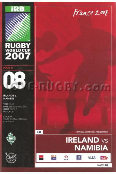 2007 Ireland v Namibia  Rugby Programme
