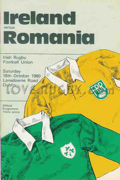 1980 Ireland v Romania  Rugby Programme