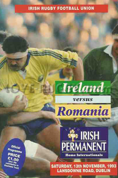 1993 Ireland v Romania  Rugby Programme
