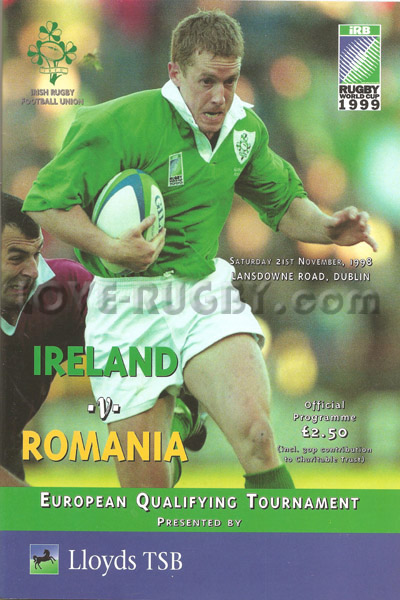 1998 Ireland v Romania  Rugby Programme