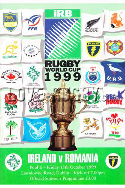 1999 Ireland v Romania  Rugby Programme