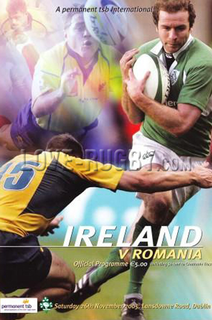 2005 Ireland v Romania  Rugby Programme