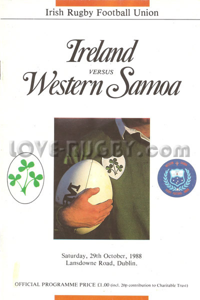 1988 Ireland v Samoa  Rugby Programme