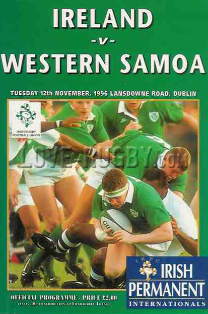 1996 Ireland v Samoa  Rugby Programme