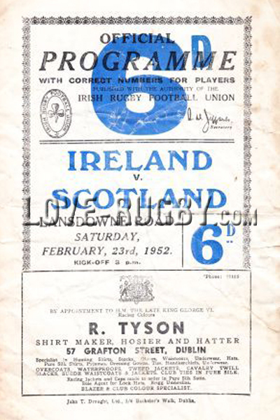 Ireland Scotland 1952 memorabilia