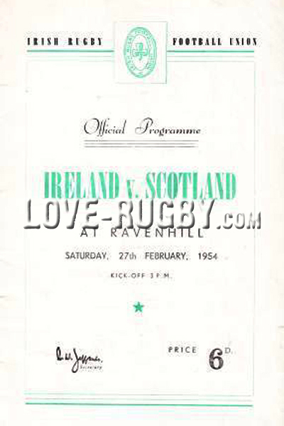 1954 Ireland v Scotland  Rugby Programme