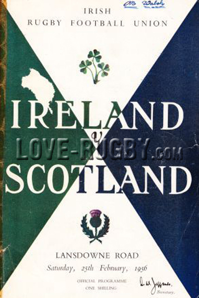 1956 Ireland v Scotland  Rugby Programme