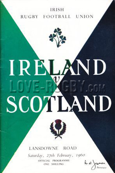 1960 Ireland v Scotland  Rugby Programme
