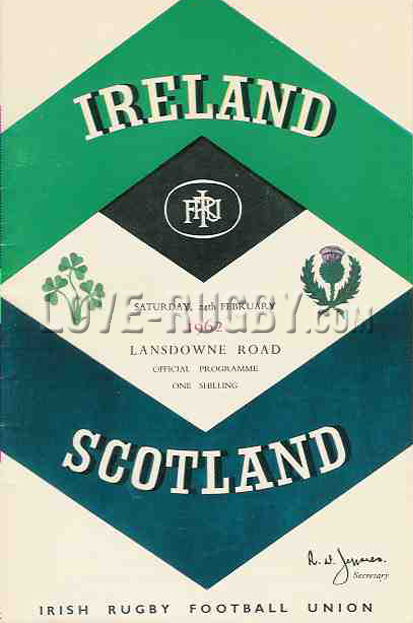 1962 Ireland v Scotland  Rugby Programme