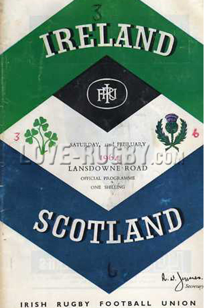 1964 Ireland v Scotland  Rugby Programme