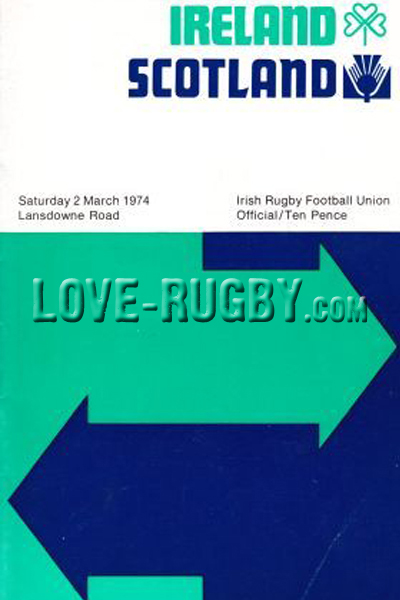 1974 Ireland v Scotland  Rugby Programme
