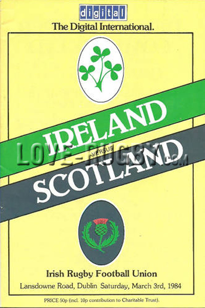 1984 Ireland v Scotland  Rugby Programme