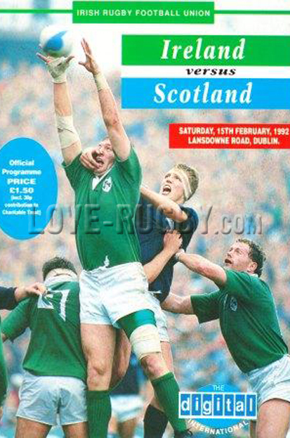 1992 Ireland v Scotland  Rugby Programme