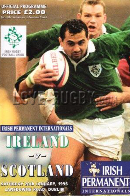 1996 Ireland v Scotland  Rugby Programme