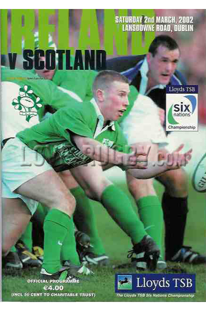 2002 Ireland v Scotland  Rugby Programme