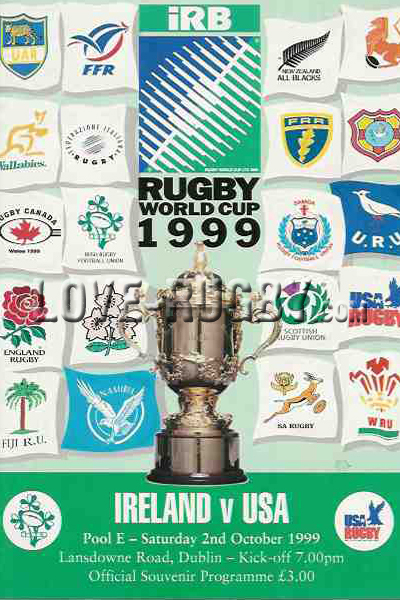1999 Ireland v USA  Rugby Programme