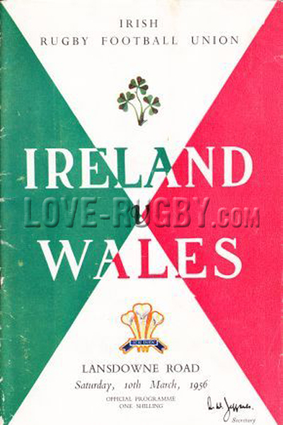 1956 Ireland v Wales  Rugby Programme