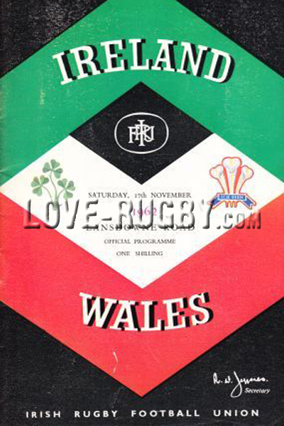 1962 Ireland v Wales  Rugby Programme